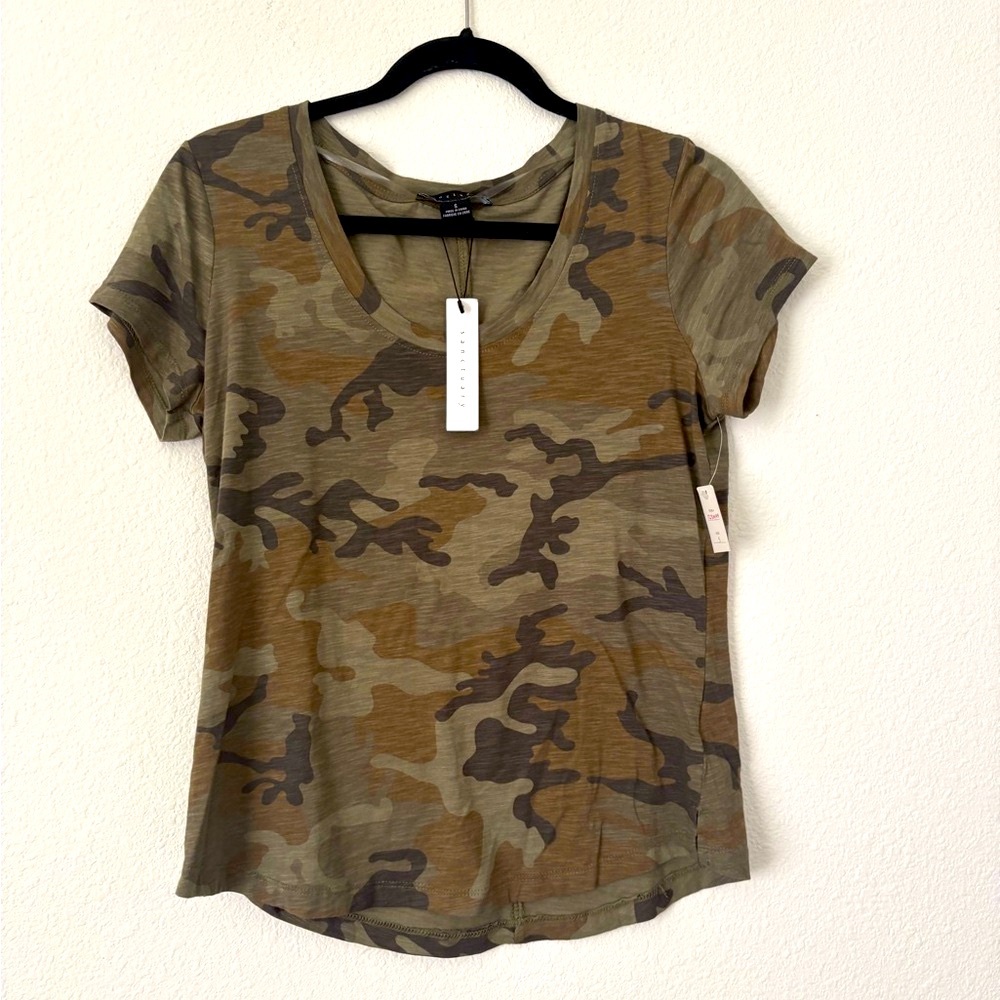 Sanctuary Olive Camo V-Neck Tee